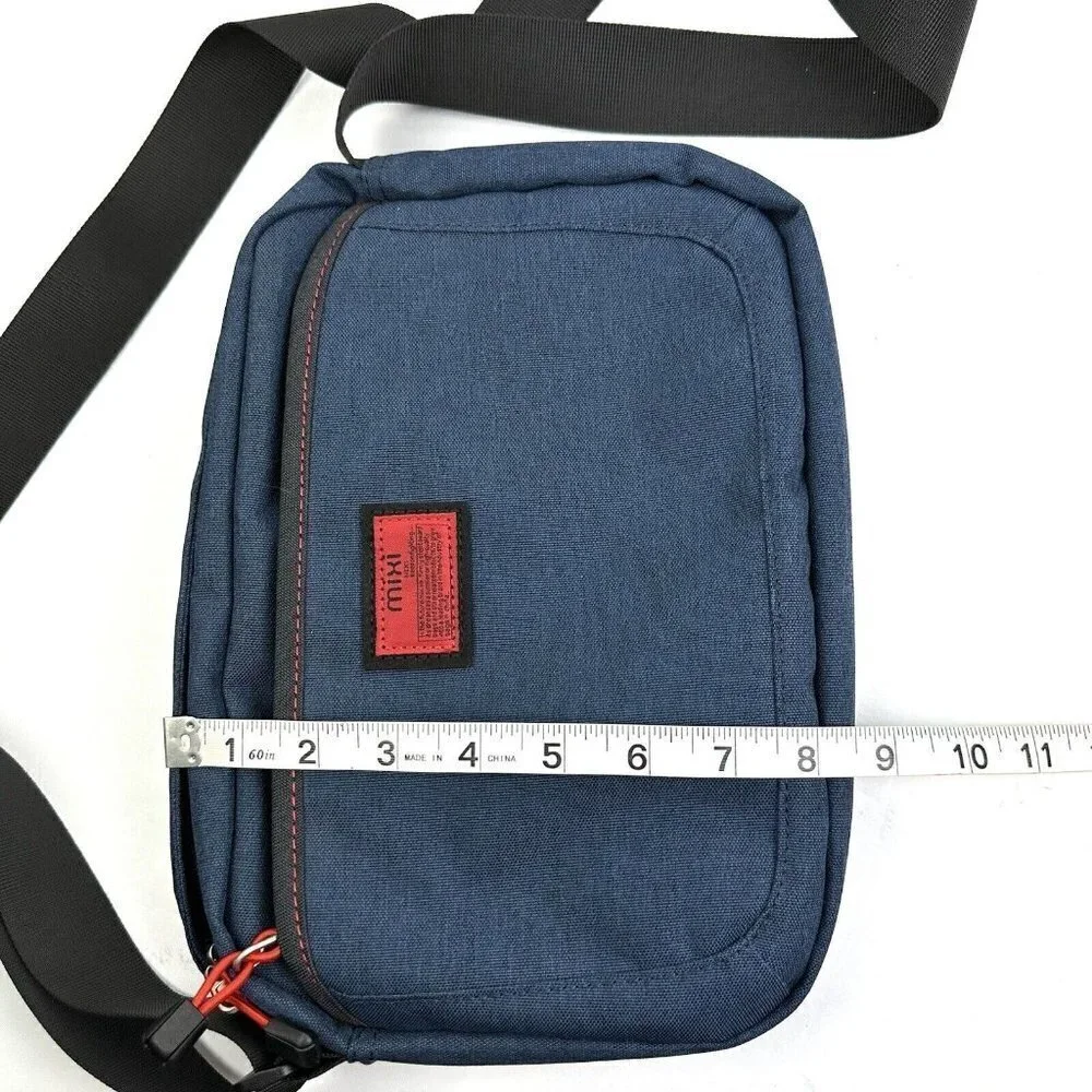 Mixi Messenger Bag Blue Canvas Mens Crossbody Travel Keep On Fighting Brand‎ New